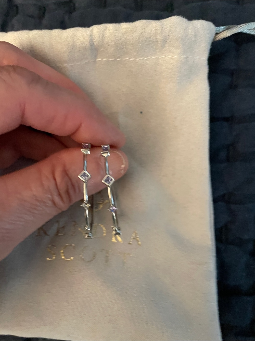 Kendra Scott Silver Hoop Earrings with Clear Crystal Accents
